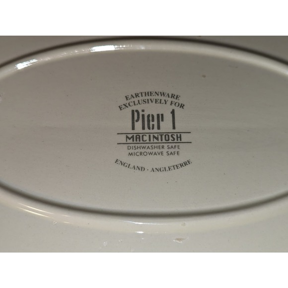 Pier 1 Imports Macintosh 14" Oval Serving Platter Earthenware - England - Picture 7 of 9